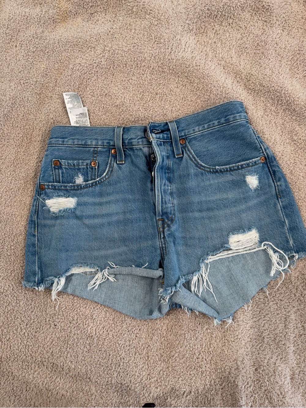 Levi's 501 Distressed Light Blue Denim Cutoff Shorts